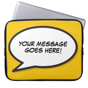 Fun Personalised Comic Book Speech Bubble Laptop Sleeve
