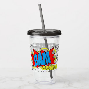 Fun Personalised Custom Comic Book Pop Art Style Acrylic Tumbler