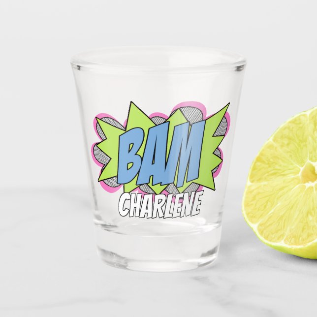 Fun Personalised Custom Comic Book Pop Art Style Shot Glass (Front)