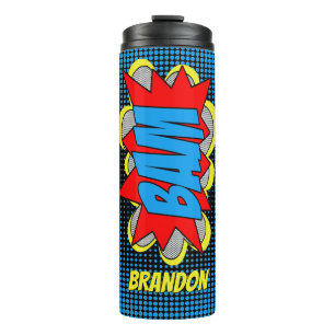 Fun Personalised Custom Comic Book Pop Art Style Thermal Tumbler