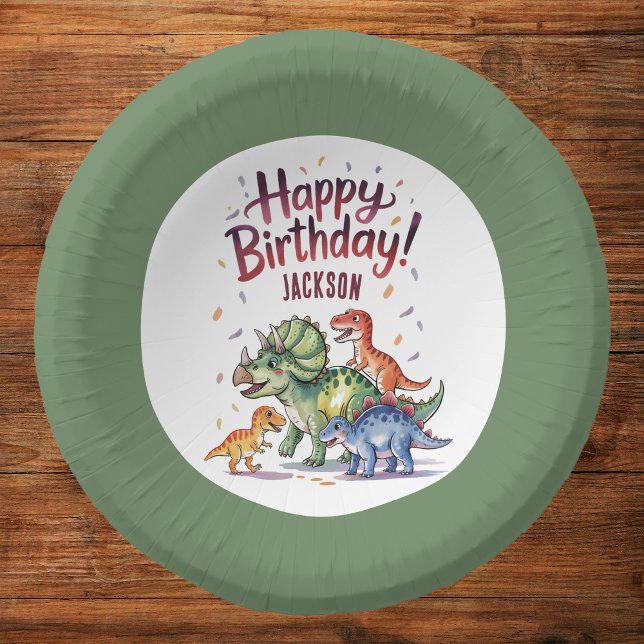 Fun Personalised Dinosaur Birthday  Paper Plate (Creator Uploaded)
