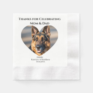 Fun Personalised Dog Heart Frame Thanks Wedding Napkin
