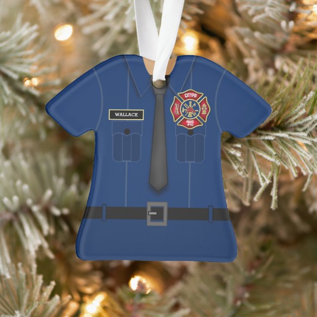 Fun Personalised Firefighter Uniform Ornament (Tree)