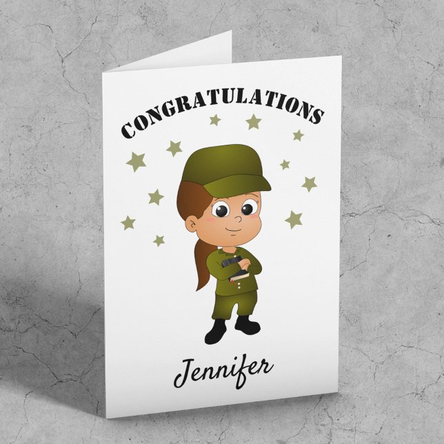 Fun Personalised Girl Army Passing Out Card (Creator Uploaded)