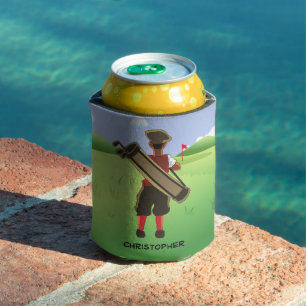 Fun Personalised Golfer on golf course Can Cooler