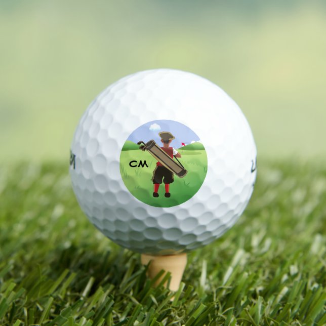 Fun Personalised Golfer on golf course Golf Balls (Insitu Tee)