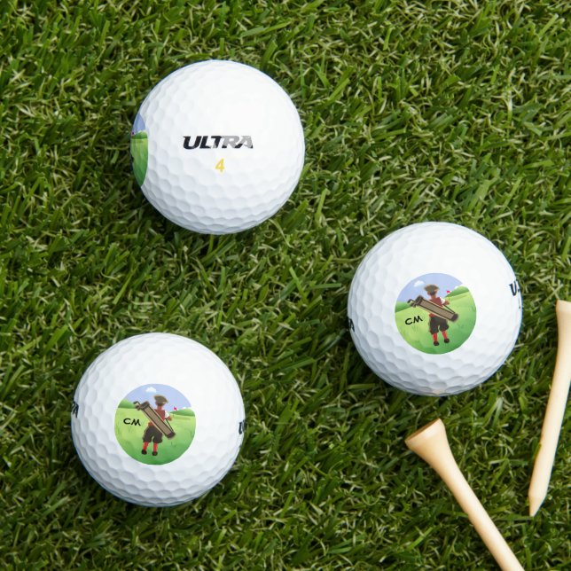 Fun Personalised Golfer on golf course Golf Balls (Insitu Grass)