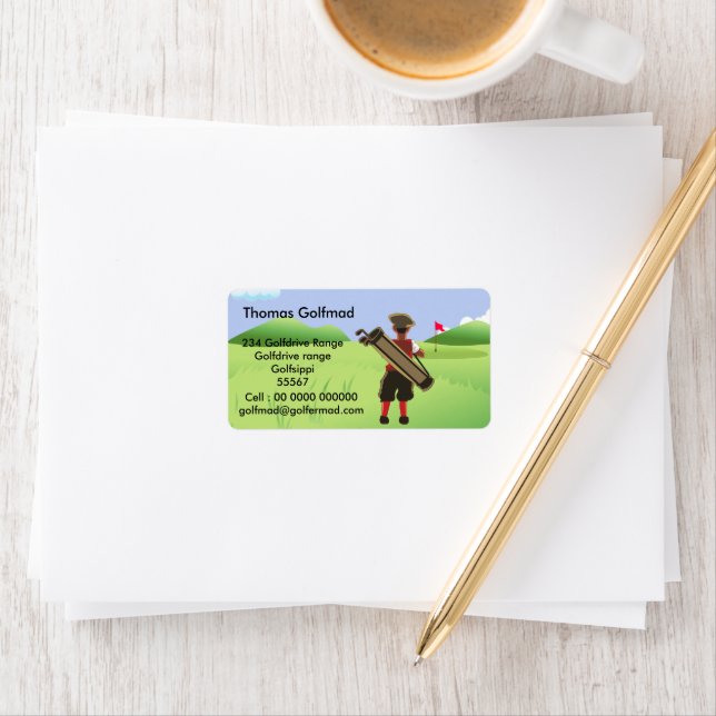 Fun Personalised Golfer on golf course Label (Insitu)