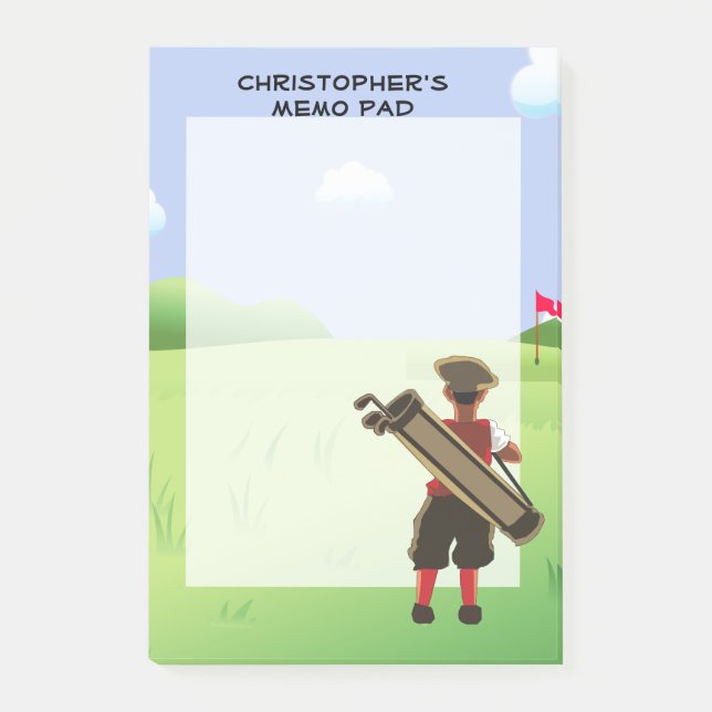 Fun Personalised Golfer on golf course Post-it Notes (Front)