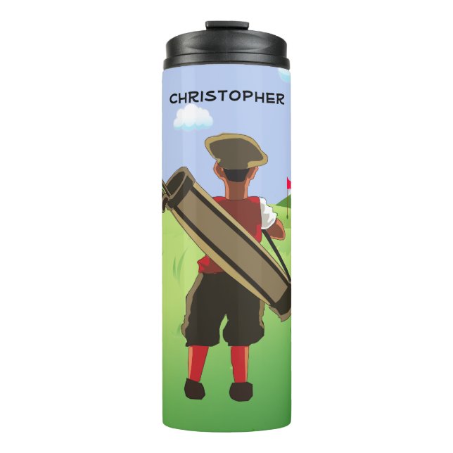 Fun Personalised Golfer on golf course Thermal Tumbler (Front)