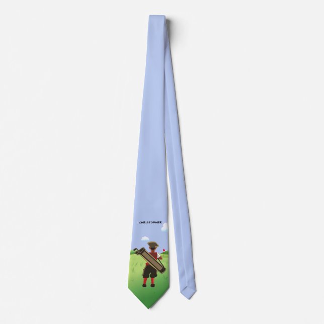 Fun Personalised Golfer on golf course Tie (Front)