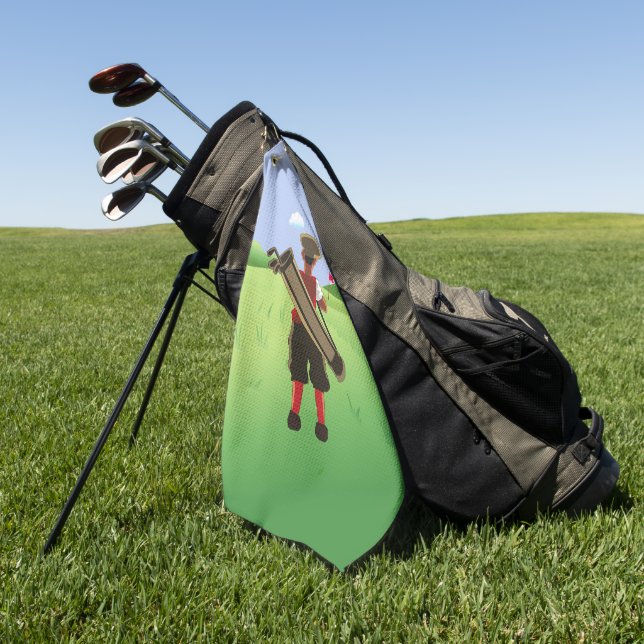 Fun Personalised Golfer on golf course Towel (Green)