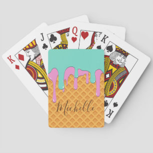 Fun Personalised Ice Cream Cone with Name Playing Cards
