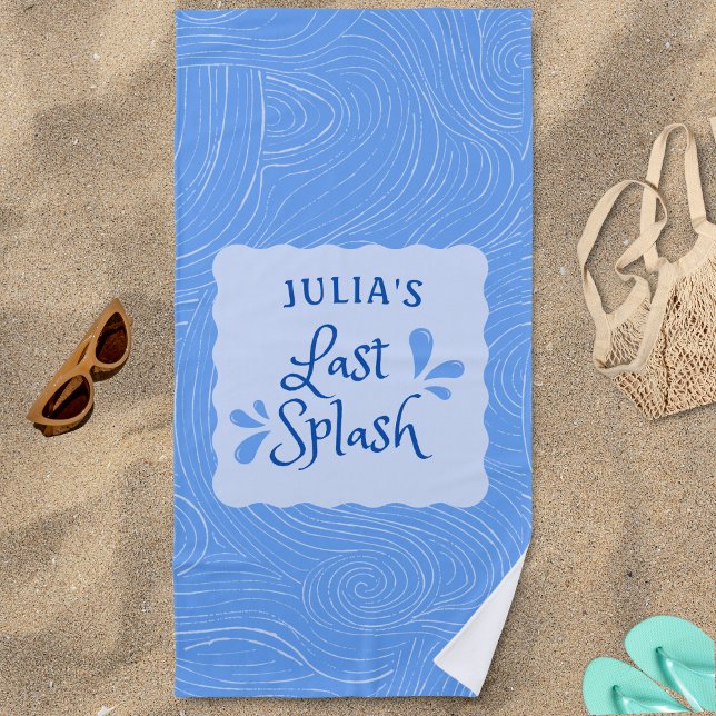 Fun Personalised "Last Splash" Bachelorette Party Beach Towel (Creator Uploaded)