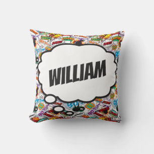 Fun Personalised Name Comic Book Cushion