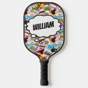 Fun Personalised Name Comic Book Pickleball Paddle