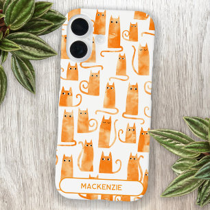 Fun Personalised Orange Cat iPhone 16 Case