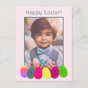 Fun Personalised Photo Coloured Eggs Happy Easter  Postcard