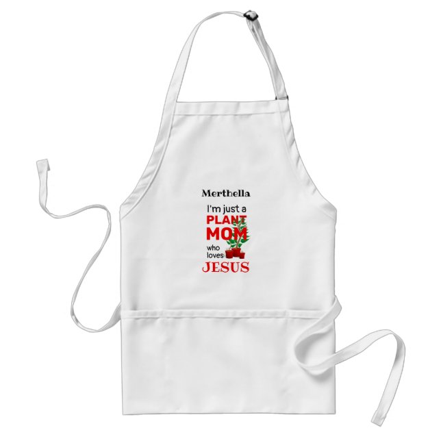 Fun Personalised PLANT MOM LOVES JESUS Standard Apron (Front)
