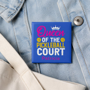 Fun Personalised Queen of the Pickleball Court 15 Cm Square Badge