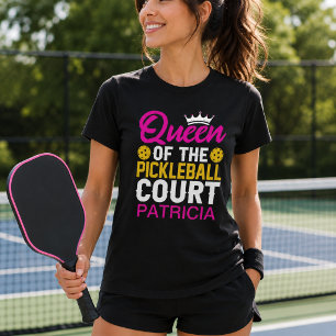 Fun Personalised Queen of the Pickleball Court T-Shirt