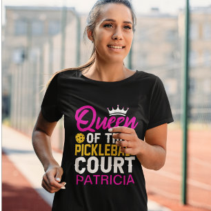 Fun Personalised Queen of the Pickleball Court T-Shirt