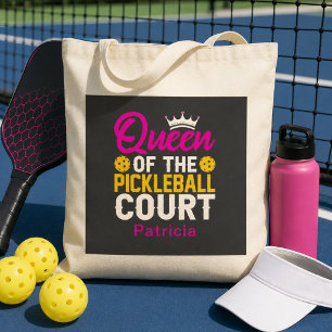 Fun Personalised Queen of the Pickleball Court Tote Bag