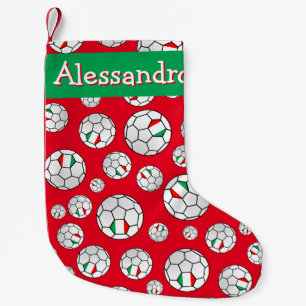 Fun Personalised Random Pattern Italy Soccer Ball Small Christmas Stocking