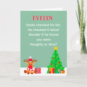 Fun Personalised Santa List Christmas Card