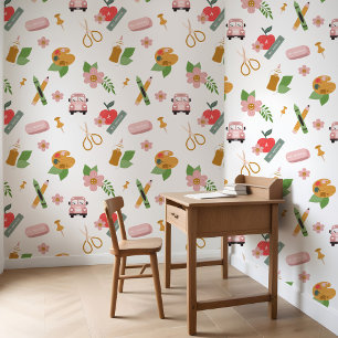 Fun Personalised School Teacher Pattern Planner Wallpaper