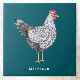 Fun Personalised Watercolor Wyandotte Chicken Ceramic Tile