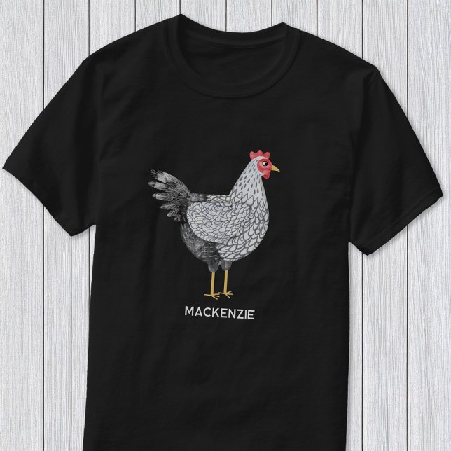 Fun Personalised Watercolor Wyandotte Chicken T-Shirt (Fun personalized custom name Wyandotte chicken shirt for poultry and bird lovers)
