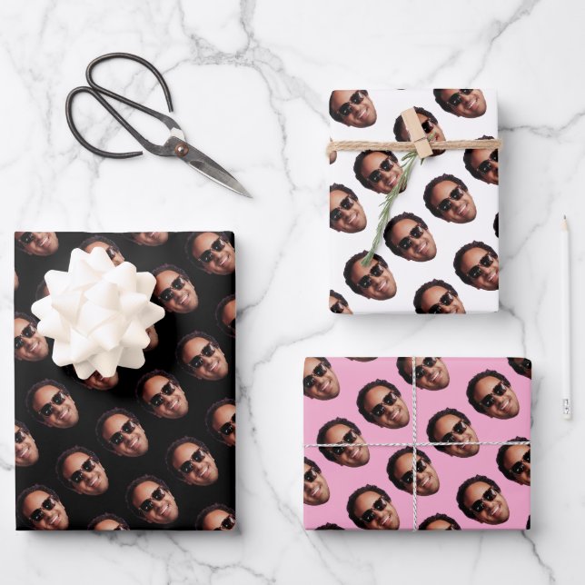 Fun Personalized Face Photo Wrapping Paper Sheet (Front)