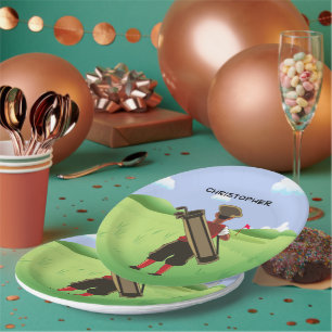 Fun Personalized Golfer on golf course Paper Plate