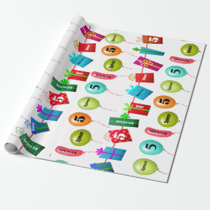Fun Personalized Name & Age Birthday Wrapping Paper