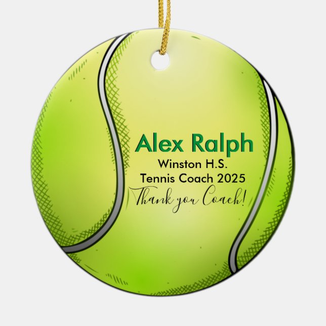 Fun Personalized Tennis Ball shaped Ceramic Ornament (Front)