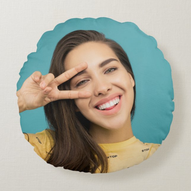 Fun Personalized Your Face Custom Photo Round Cushion (Front)