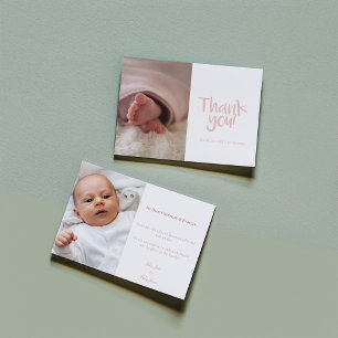 Fun photo, baby girl, baby shower thank you card