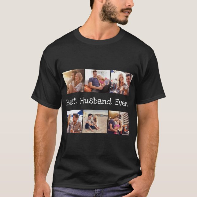 Fun Photo Best Husband Ever Personalised Black T-Shirt (Front)