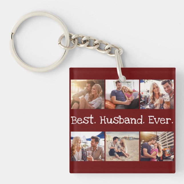 Fun Photo Best Husband Ever Personalised Red Key Ring (Front)