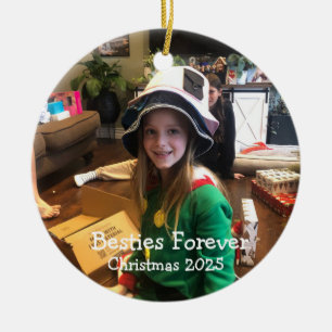 Fun Photo BESTIES 2024 Christmas Personalise Ceramic Ornament
