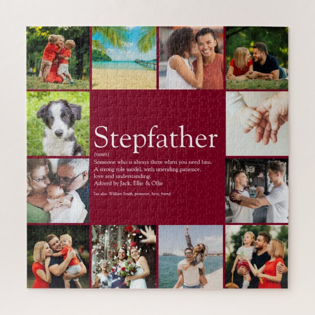 Fun Photo Collage Cool Stepfather Stepdad Quote Jigsaw Puzzle (Vertical)
