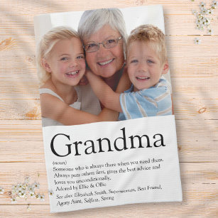 Fun Photo Cool Grandma Grandmother Definition Tea Towel