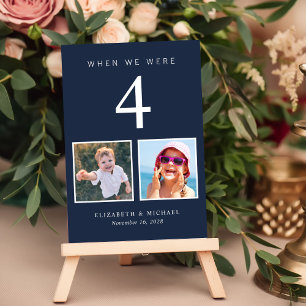 Fun Photo Navy Blue Wedding Table Number