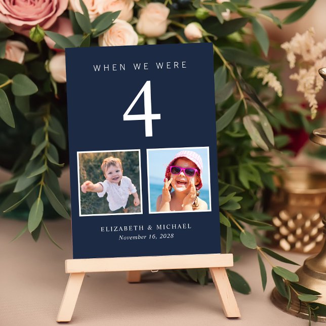 Fun Photo Navy Blue Wedding Table Number (Creator Uploaded)