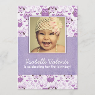 Fun Photo Owls Birthday Party Invitation 5X7