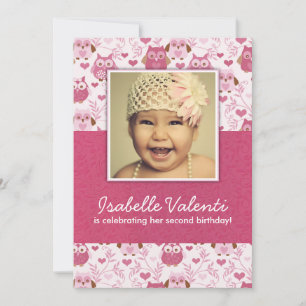 Fun Photo Owls Birthday Party Invitation 5X7