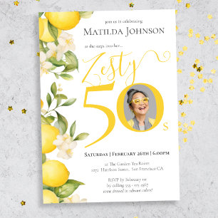 Fun Photo Zesty Lemon 50th Birthday Party Invitation
