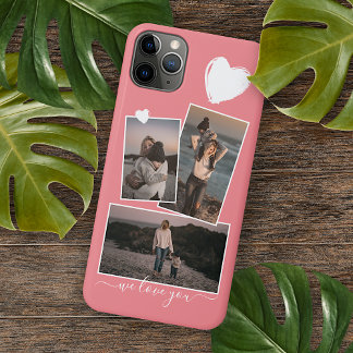 Fun Photos And Heart On Coral Red Peach Blush Pink iPhone 11Pro Max Case