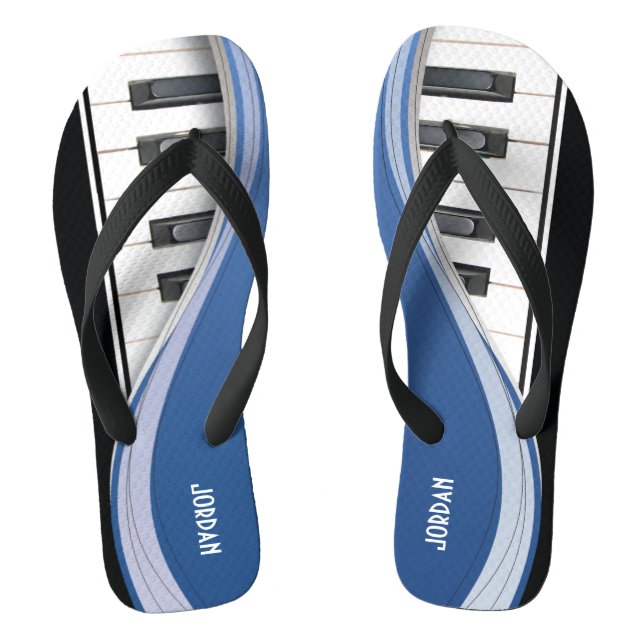 Fun Piano Design With Blue Swoosh Thongs (Footbed)